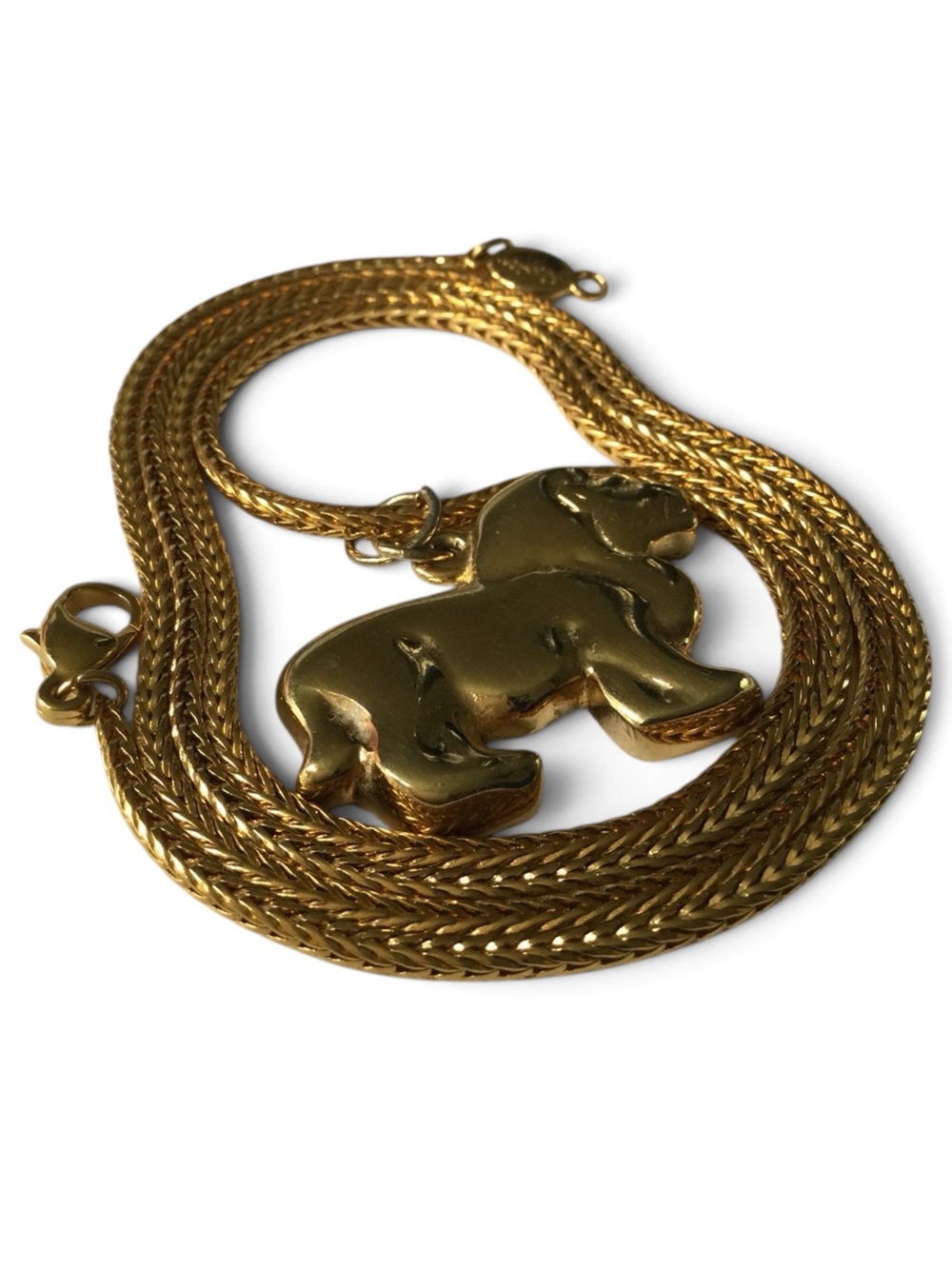 Vintage Stamped Napier Gold-Tone Lion Pendant Necklace - Picture 10 of 16